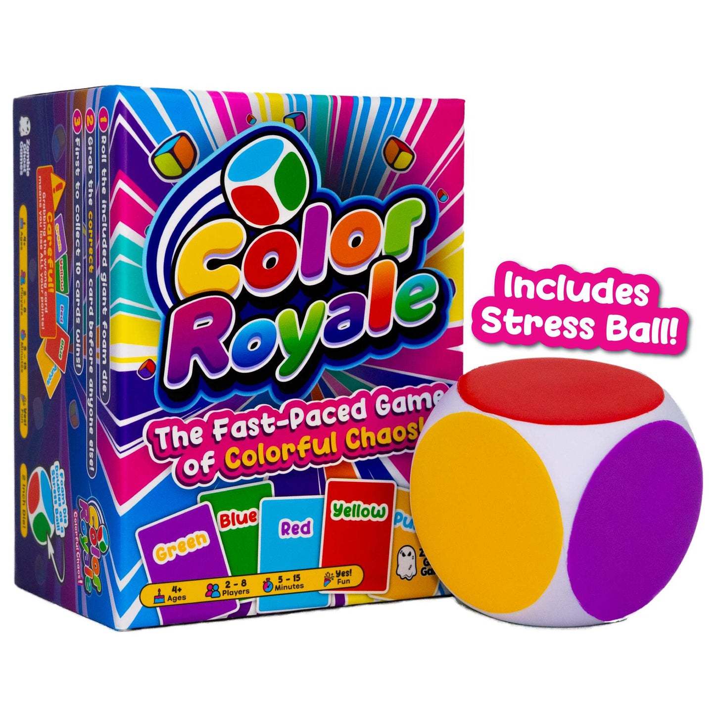 Color Royale Fast-Paced Family Party Game with Stress Ball