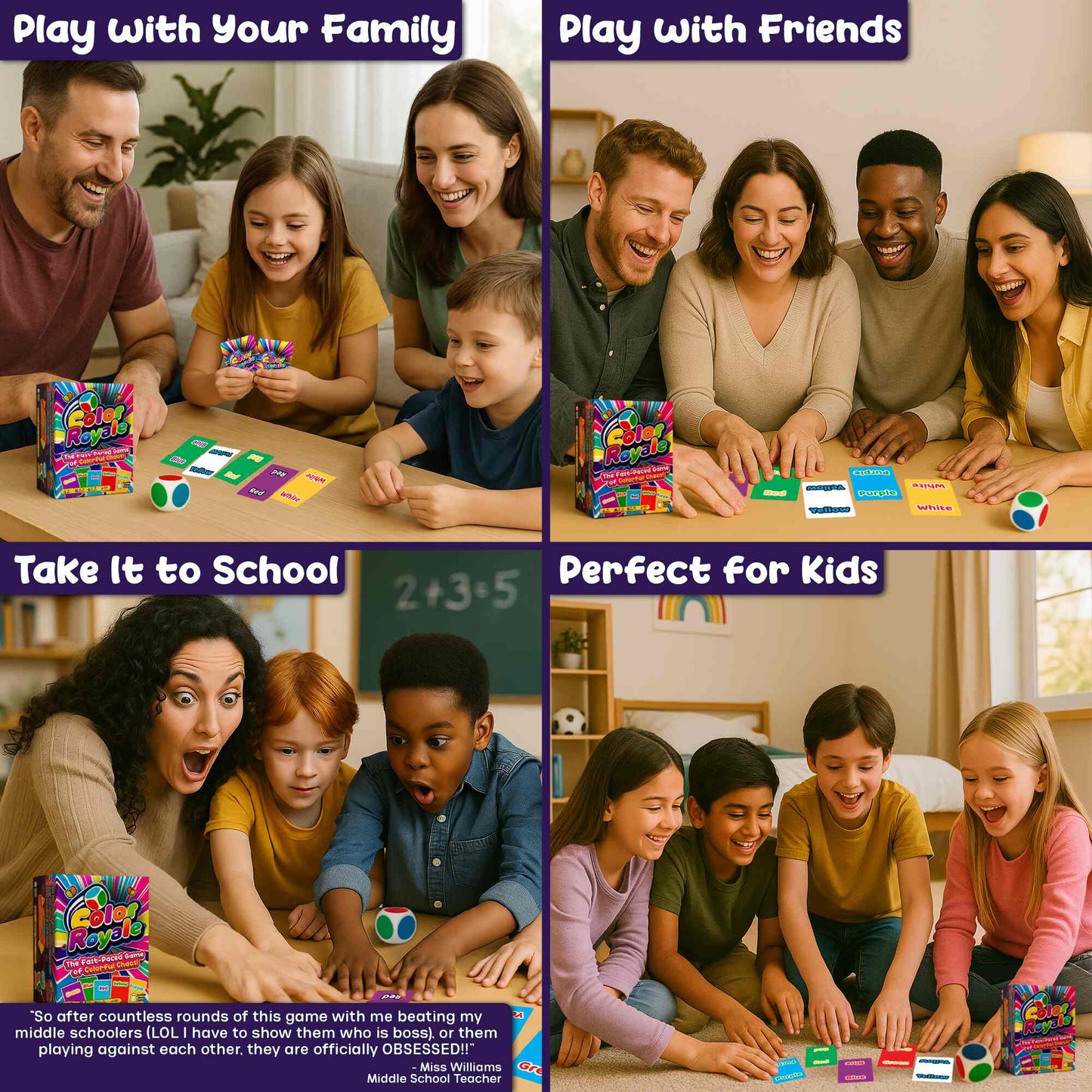 Color Royale Fast-Paced Family Party Game with Stress Ball
