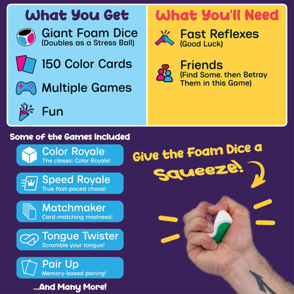 Color Royale Fast-Paced Family Party Game with Stress Ball