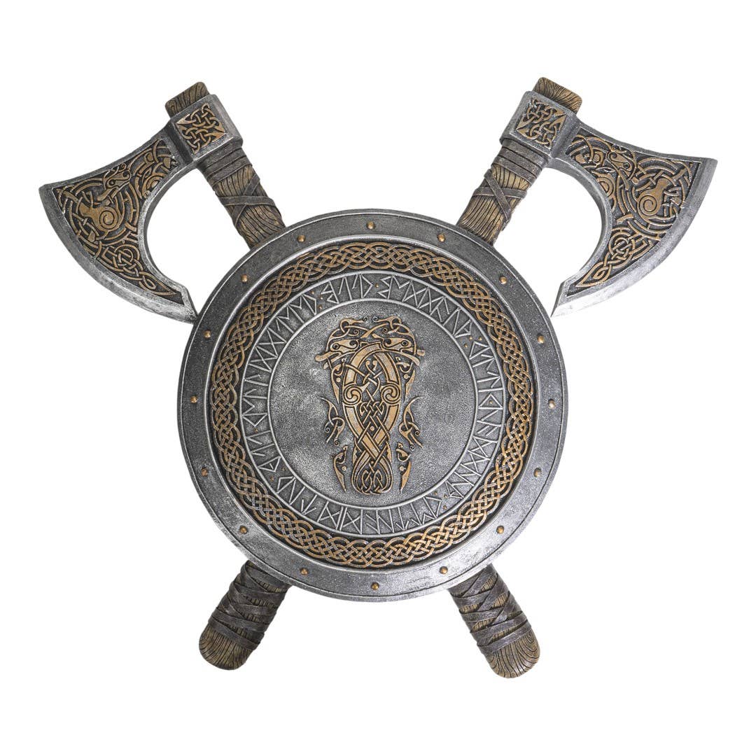 Viking Warrior Axe Shield Plaque